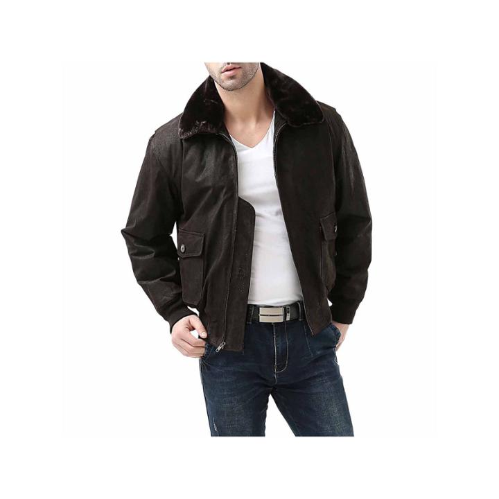 Landing Leathers Men's G-1 Distressed Goatskin Leather Flight Bomber Jacket - Big And Tall