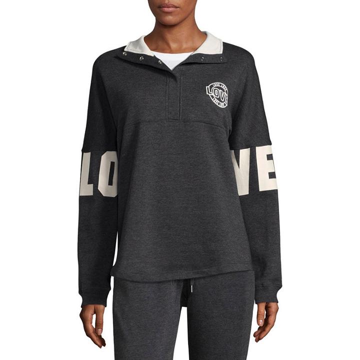 Flirtitude Long Sleeve Love Sweatshirt - Juniors