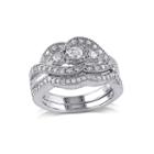 1/2 Ct. T.w. Diamond Sterling Silver 3-stone Bridal Ring Set