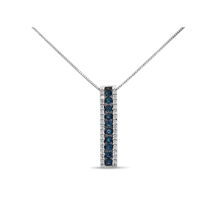 Womens 1/5 Ct. T.w. Blue Diamond Sterling Silver Pendant Necklace