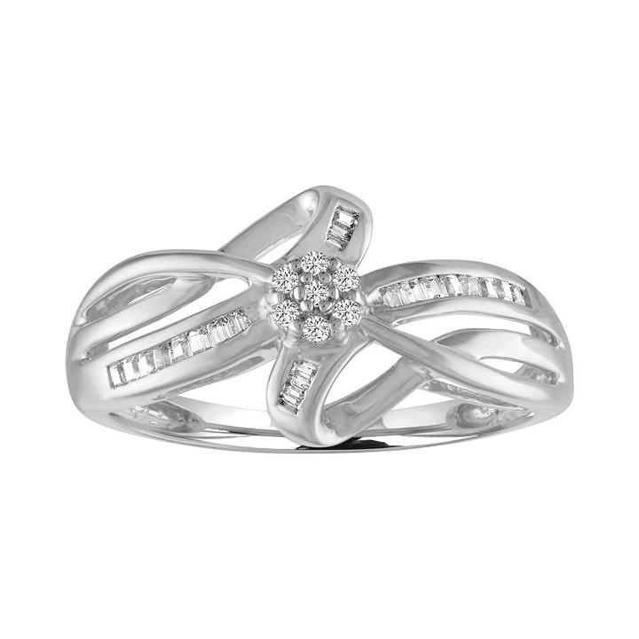 Womens 1/7 Ct. T.w. White Diamond 10k Gold Cluster Ring
