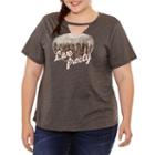 Arizona Short Sleeve V Neck Graphic T-shirt-juniors Plus