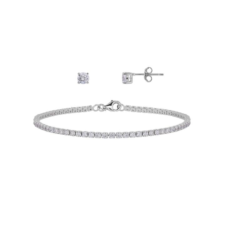 Diamonart Sterling Silver Cubic Zirconia Bracelet Set
