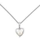 Womens Diamond Accent White Cultured Freshwater Pearls Heart Pendant Necklace