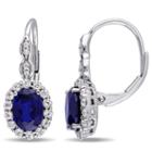Diamond Accent Blue Sapphire 14k Gold Drop Earrings
