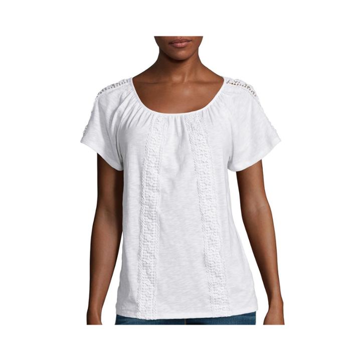 St. John's Bay Lace Insert Peasant Top