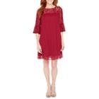 Perceptions 3/4 Sleeve Lace Pattern Shift Dress