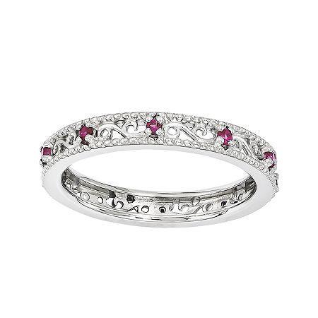 Personally Stackable Lab-created Ruby Filigree Eternity Ring