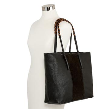 Boiyi Suede Middle Panel Large Tote Bag
