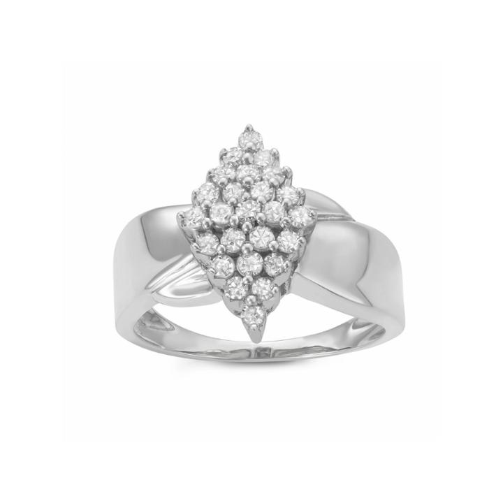 Womens 1/2 Ct. T.w. Genuine Round White Diamond Sterling Silver Cluster Ring