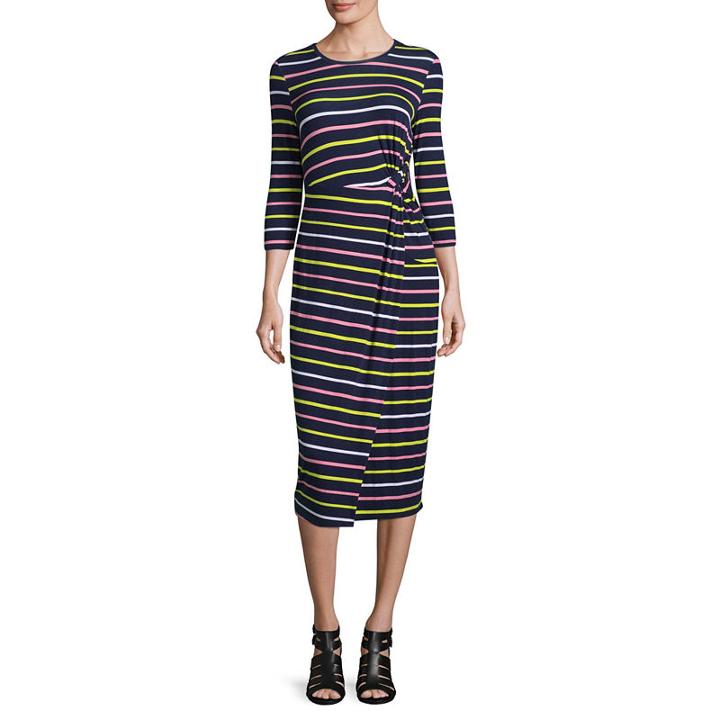 Project Runway 3/4 Sleeve Twist Front Dress