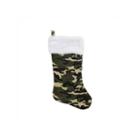19 Brown Green & Black Army Camouflage Christmas Stocking With White Faux Fur Cuff