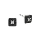 1/8 Ct. T.w. White And Color-enhanced Black Diamond Sterling Silver Square Earrings