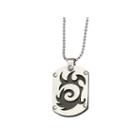 Mens Stainless Steel Black Ion-plated Swirl Dog Tag Pendant