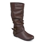 Journee Collection Shelley 5 Buckle-accented Wide Calf Slouch Boots