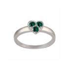 Lab-created Emerald Sterling Silver Heart Ring