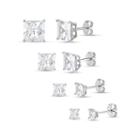 Diamonart Not Applicable 4 Pair Greater Than 6 Ct. T.w. White Cubic Zirconia Sterling Silver Earring Sets