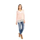 Skyes The Limit Himalaya Long Sleeve Crew Neck Lace Blouse-plus