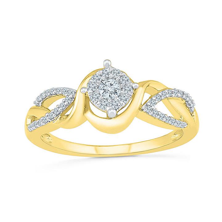 Promise My Love Womens 1/4 Ct. T.w. Genuine Round White Diamond Gold Over Silver Promise Ring