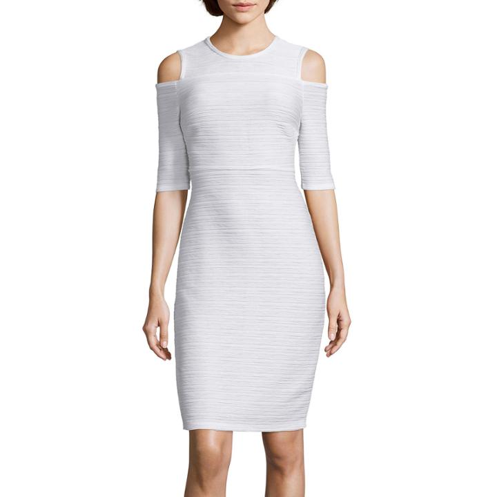 I 'heart' Ronson 3/4-sleeve Ribbed Cold-shoulder Dress