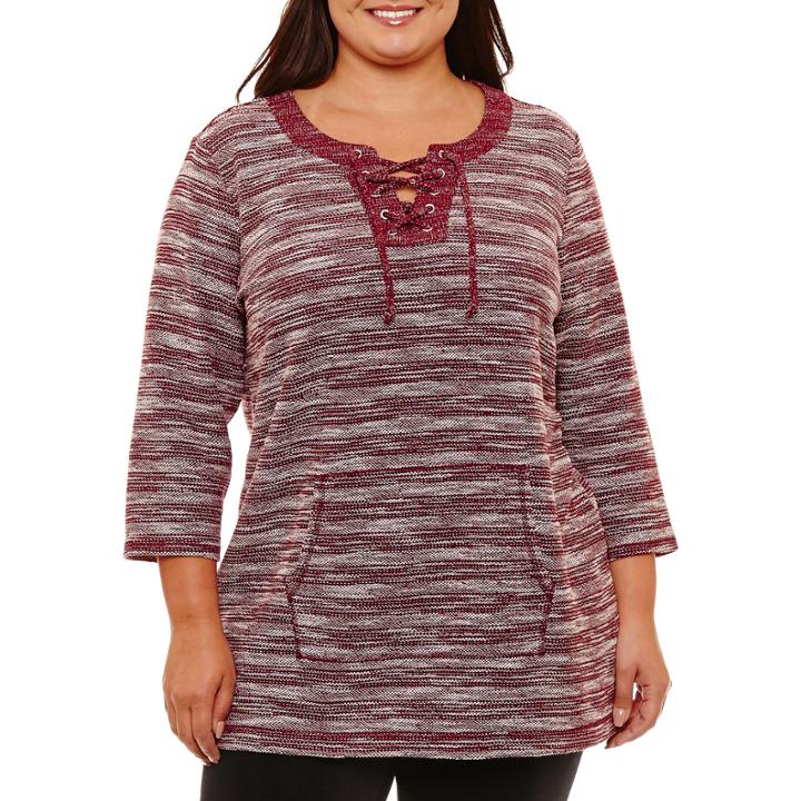 Liz Claiborne Kanga Pocket Lace Up Tunic- Plus