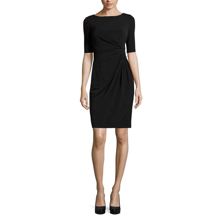 London Style Elbow Sleeve Sheath Dress-petite