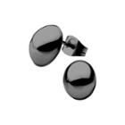 Stainless Steel And Black Ip 8x10mm Hollow Button Stud Earrings