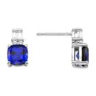 Lab Created Blue And White Sapphire Sterling Silver Earring