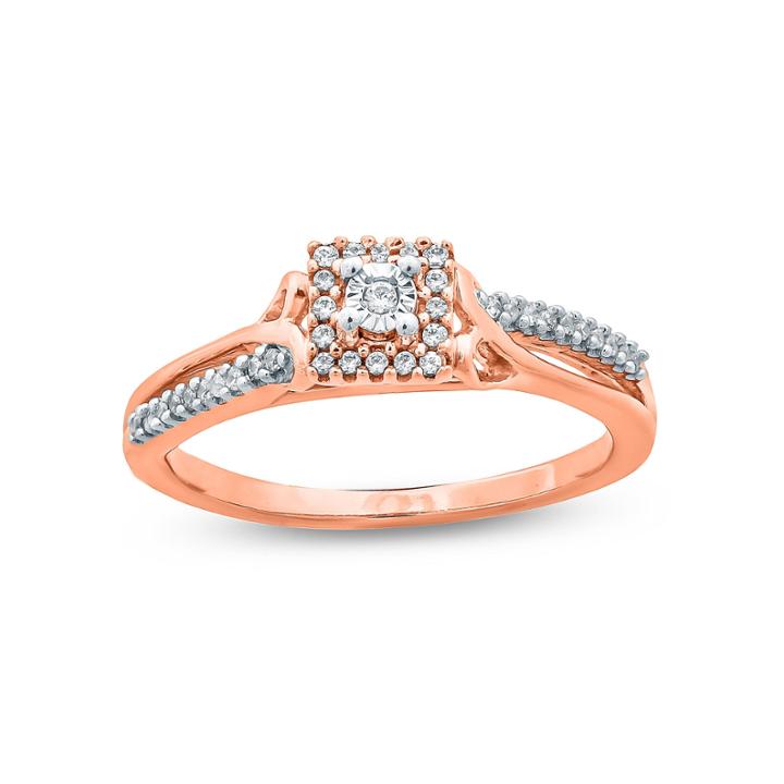 Womens 1/10 Ct. T.w. Genuine Round White Diamond 10k Gold Promise Ring