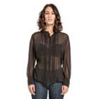 Women's Chiffon Woven Button Up Blousespintucks Barrel Sleeve