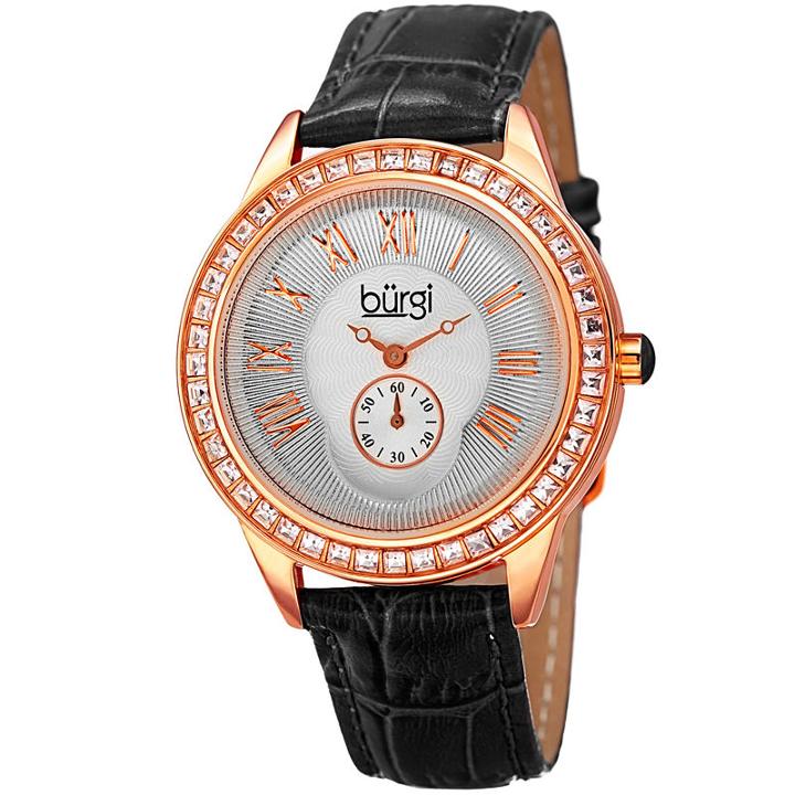 Burgi Womens Black Strap Watch-b-144bk