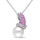 Womens Genuine White Cultured Freshwater Pearls Sterling Silver Pendant Necklace