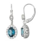 Genuine Blue Topaz & Lab-created White Sapphire Sterling Silver Leverback Earrings