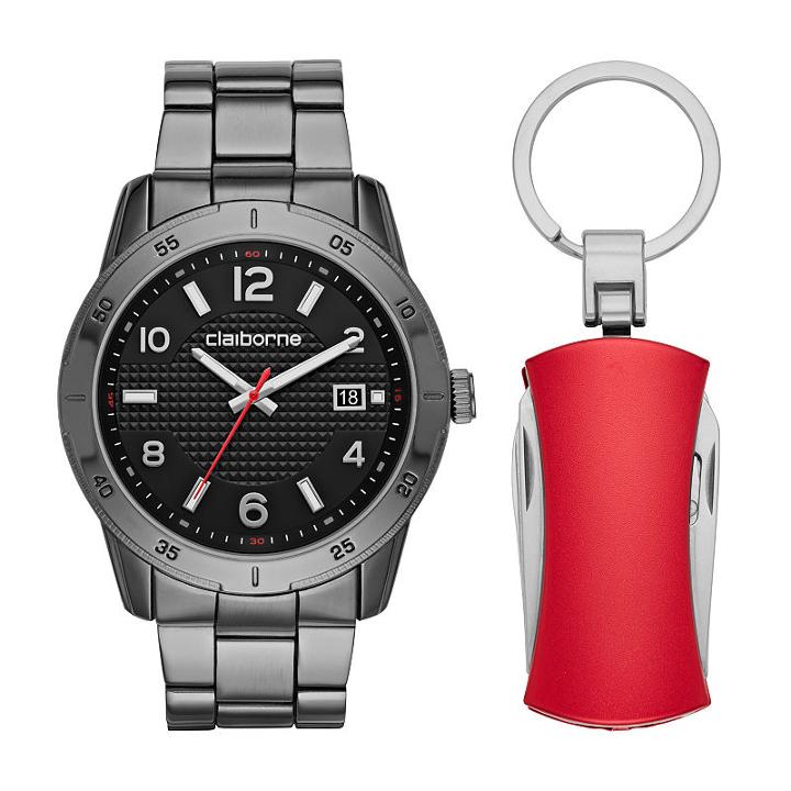 Liz Claiborne Mens Black 2-pack Watch Boxed Set-clm9011