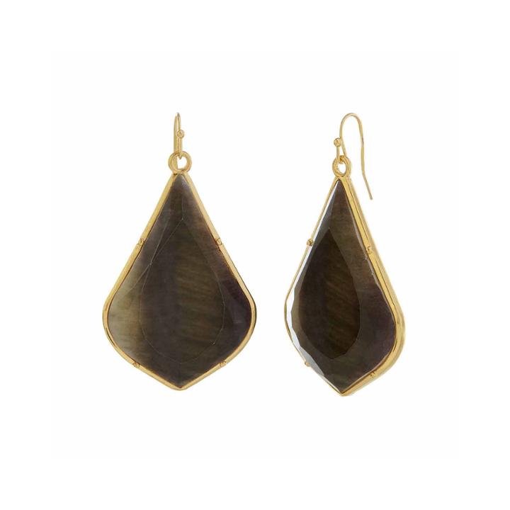 Natasha Black Gold-tone Drop Earrings