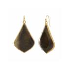 Natasha Black Gold-tone Drop Earrings