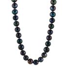 Womens 10mm Black Cultured Freshwater Pearls Strand Necklace