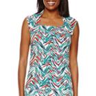 Black Label By Evan-picone Sleeveless Chevron Print Top