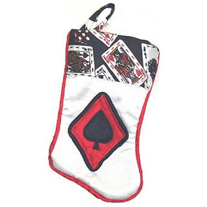 7 Deck Of Cards Spades Casino Gambling White Mini Christmas Stocking
