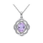 Genuine Amethyst And 1/10 Ct. T.w. Diamond Drop Pendant Necklace