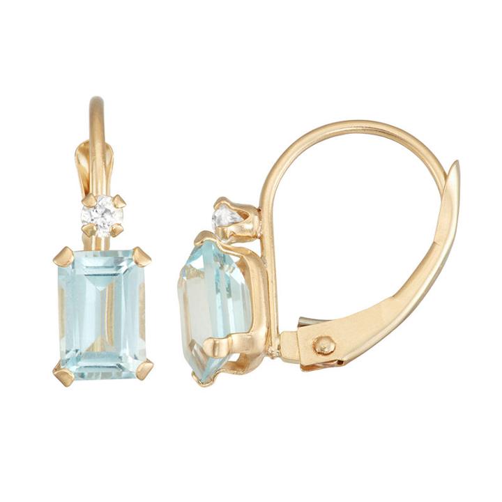 Blue Aquamarine Rectangular Drop Earrings