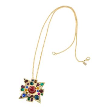 Kjl By Kenneth Jay Lane Gold-tone Multicolor Crystal Pendant Necklace