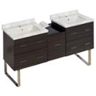 61.5-in. W Floor Mount Dawn Grey Vanity Set For 1hole Drilling Bianca Carara Top Biscuit Um Sink
