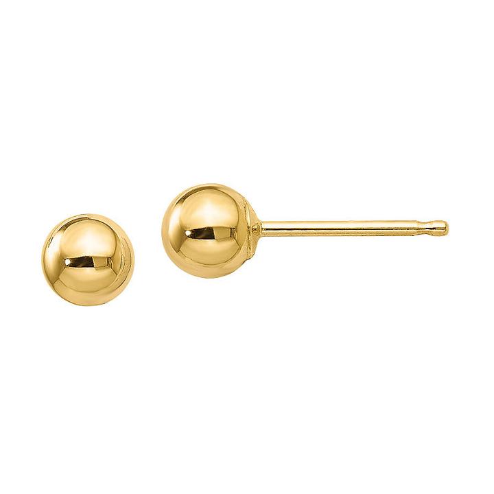 14k Gold 4mm Round Stud Earrings