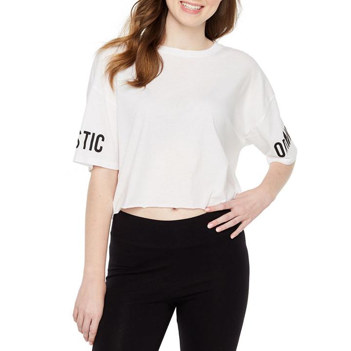 City Streets Short Sleeve Optimistic Crop Tee-womens Juniors