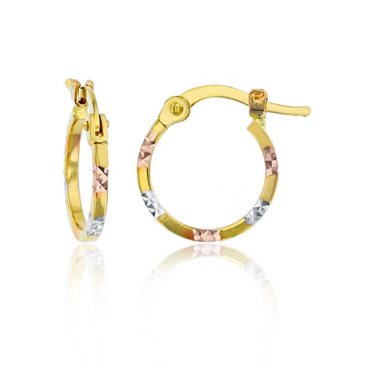 14k Tri-color Gold 10mm Hoop Earrings