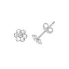 Itsy Bitsy&trade; Crystal Sterling Silver Flower Stud Earrings