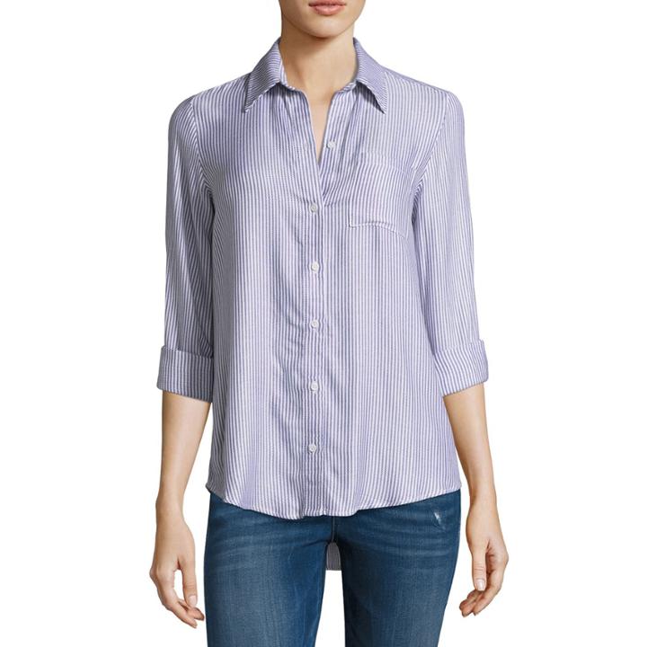 A.n.a Long Sleeve Button-front Shirt- Talls