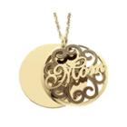 Personalized 14k Gold Over Silver Domed Mom And Family Name Pendant Necklace
