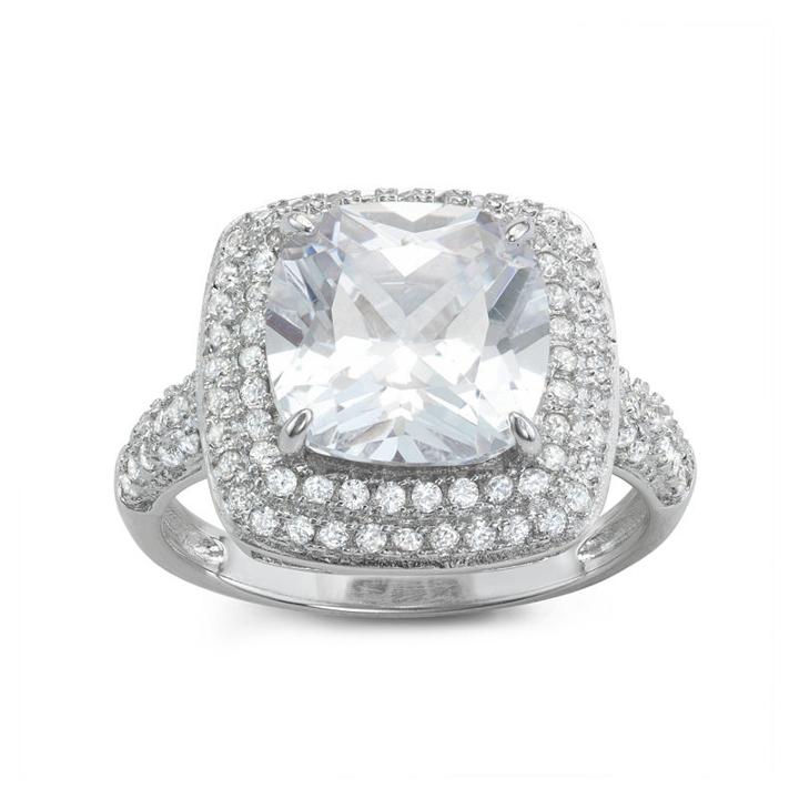 Diamonart Womens 4 1/4 Ct. T.w. Lab Created Cubic Zirconia White Sterling Silver Cocktail Ring